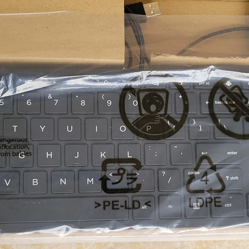 New HP Wired USB Keyboard & Mouse Combo - Black - Model TPC-P001K / TPC-P001M